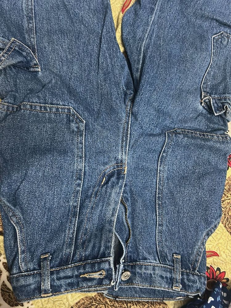 Blue Denim Cargo Pants