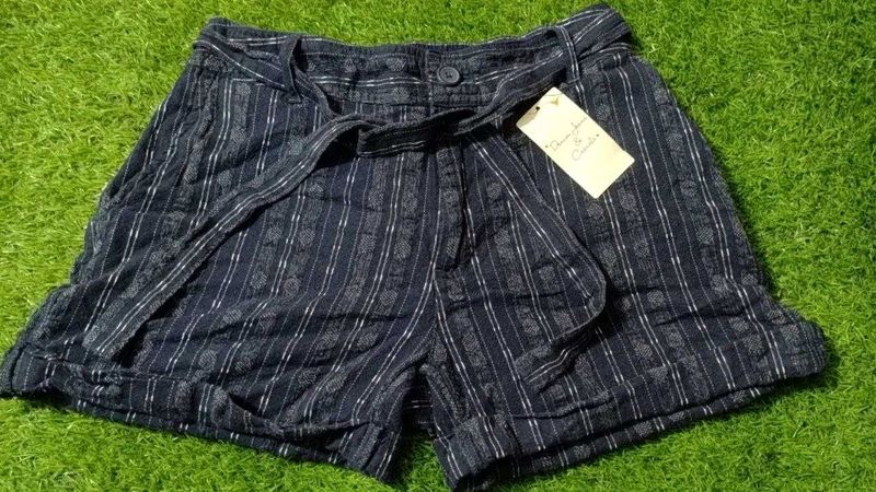 Striped Tie Waist Shorts