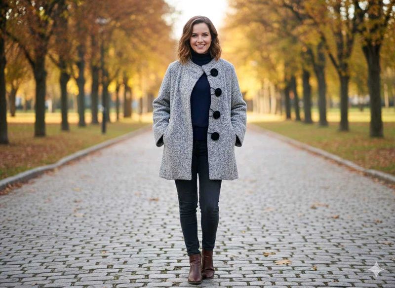 Grey Wool Blend Coat