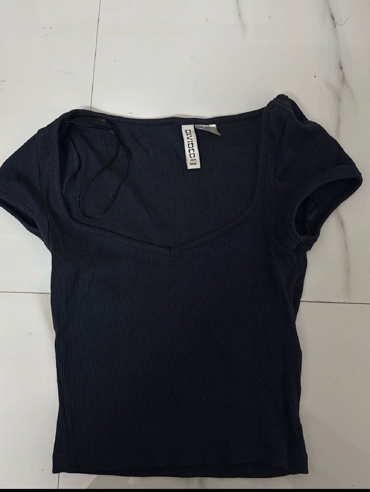 xs Blue Fitted crop Top