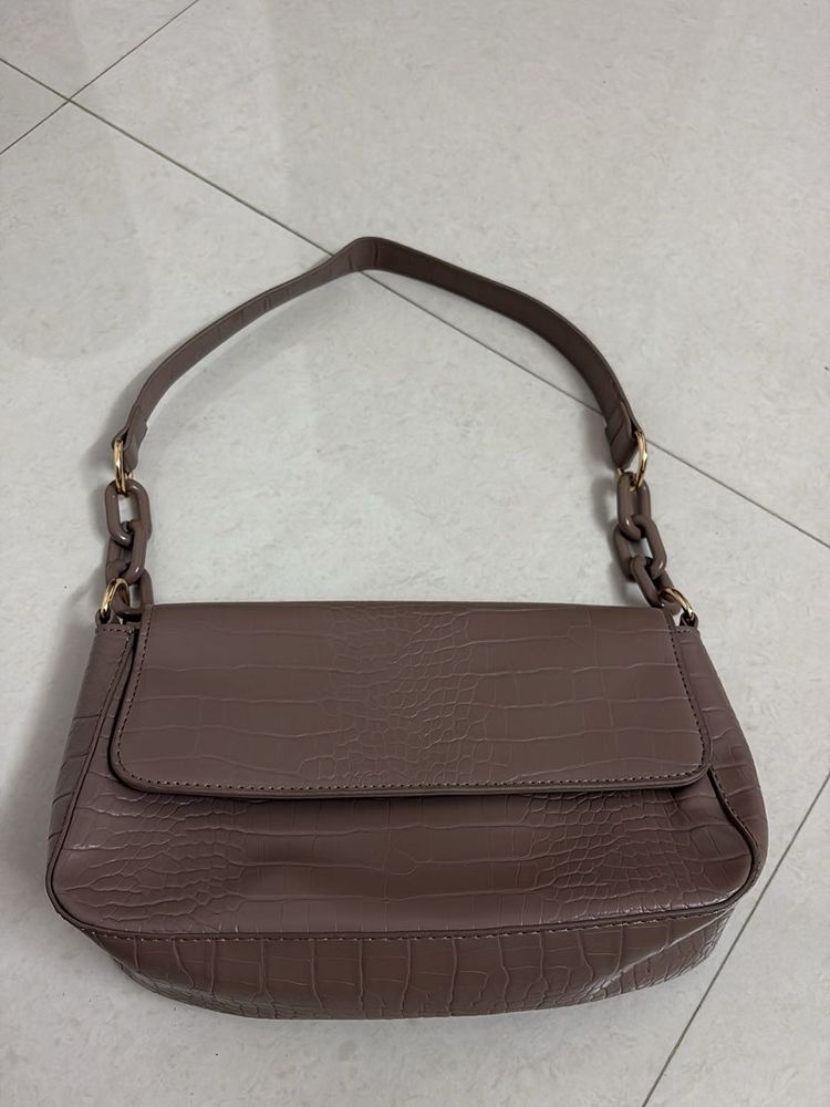 Mauve Faux Croc Shoulder Bag (WESTSIDE L.O.V)