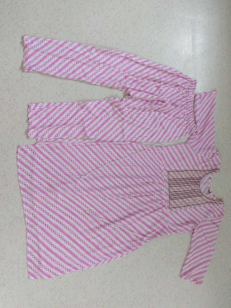 Pink Striped Kurta Set