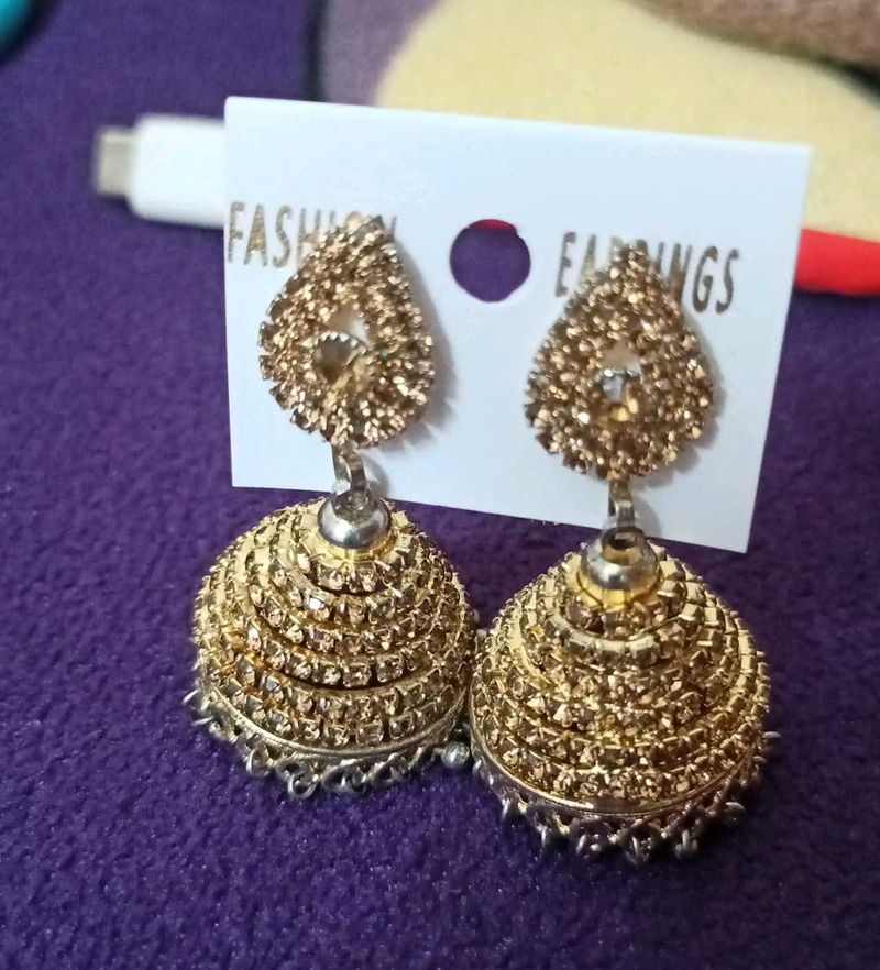 Golden Jhumka Earrings
