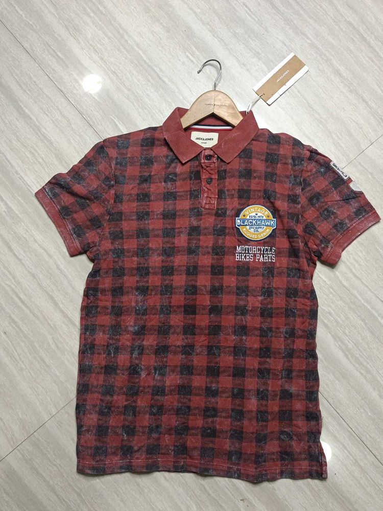 Jack &amp; Jones Checked Polo T-shirt with Applique