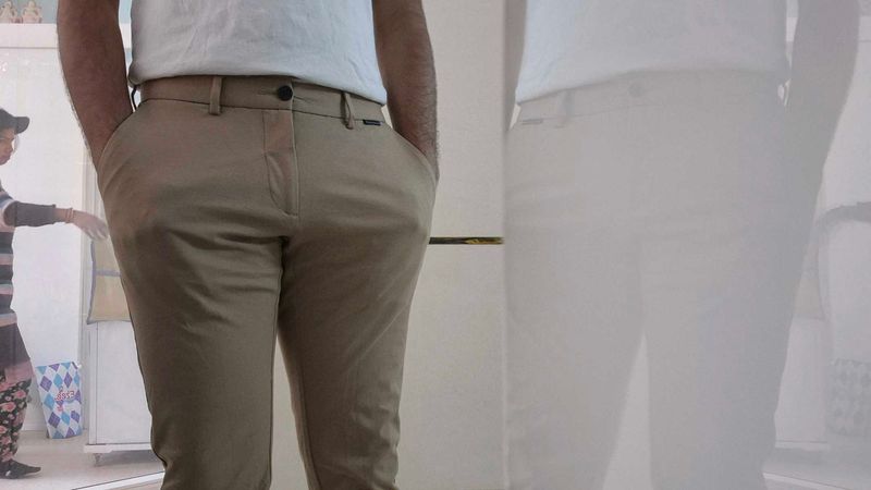 US Apollo ASN Tan Stretch Straight-Fit Trousers 32