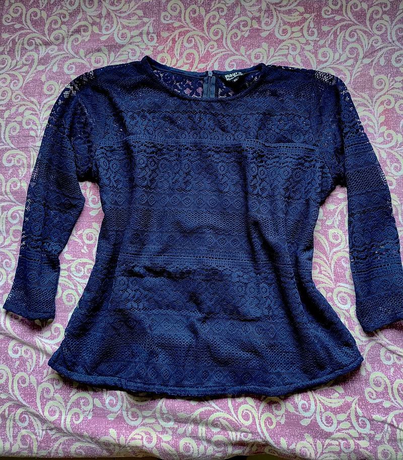 Elegant Navy Lace Top
