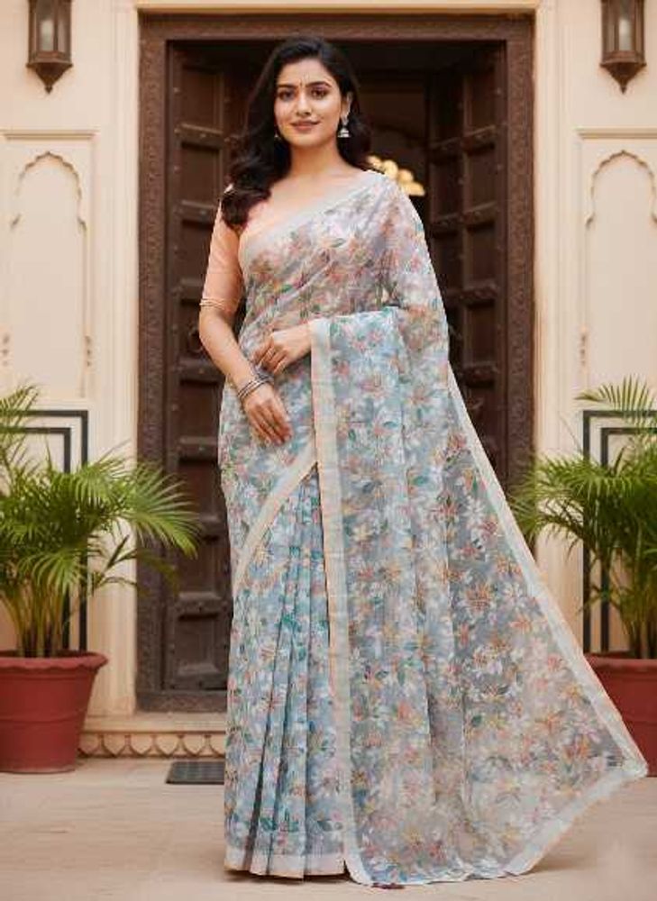 Elegant Floral Print Saree