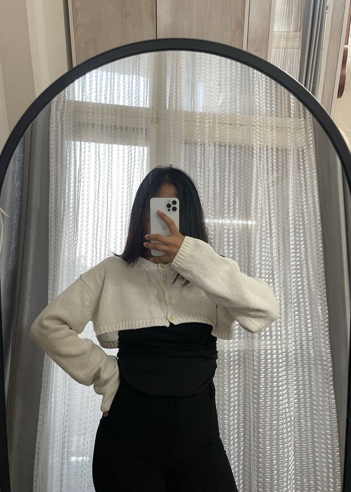Cropped White Cardigan (Bolero)