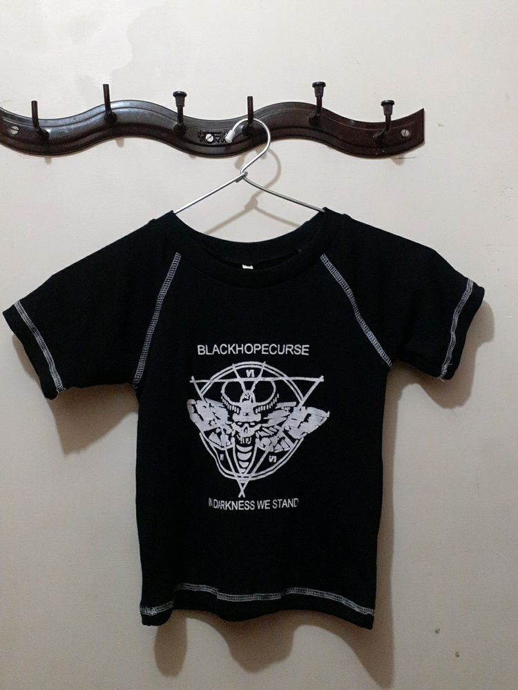 Black Printed Crop Top