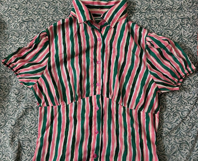 ʚଓ Striped Short Sleeve Shirt