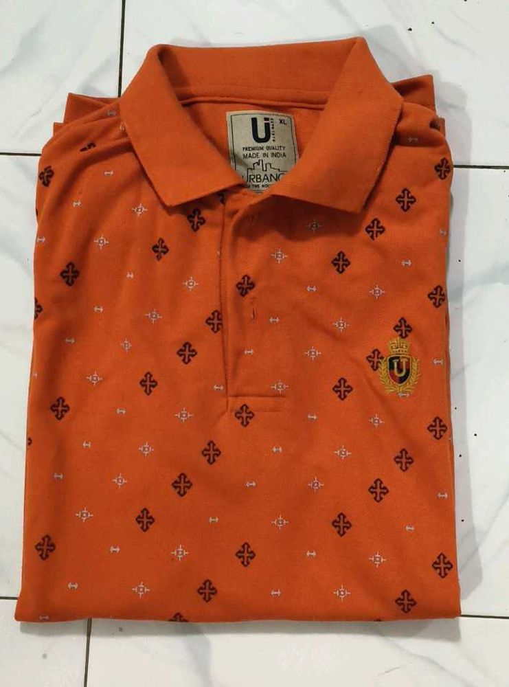 Urbanic Orange Print Polo Shirt