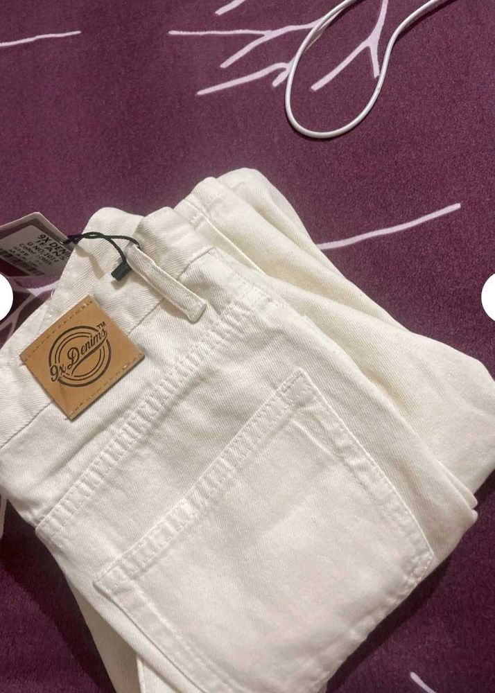 Off White / Cream Straight Fit Denim