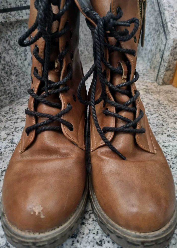 Brown Lace Up Boots