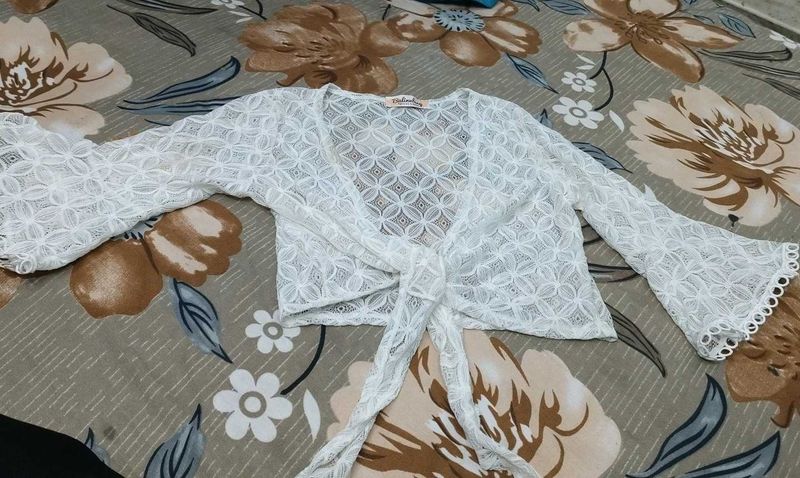 Lace Tie Front Cardigan