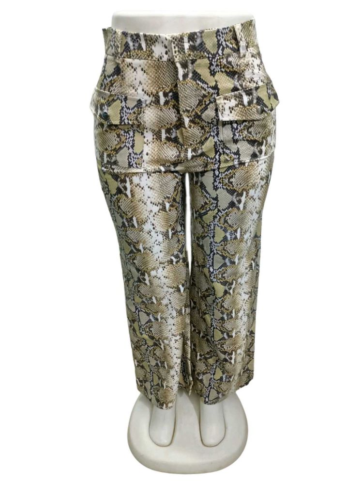 Python Print Leather Straight Pant Size 30