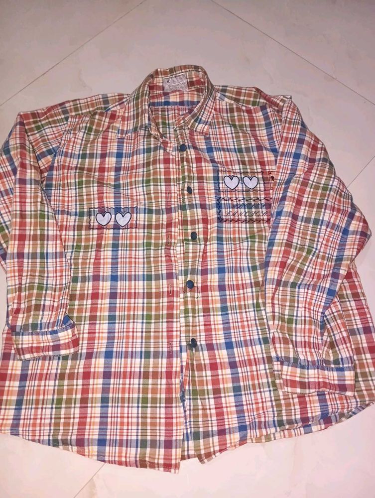 Vintage Plaid Heart Button-Down