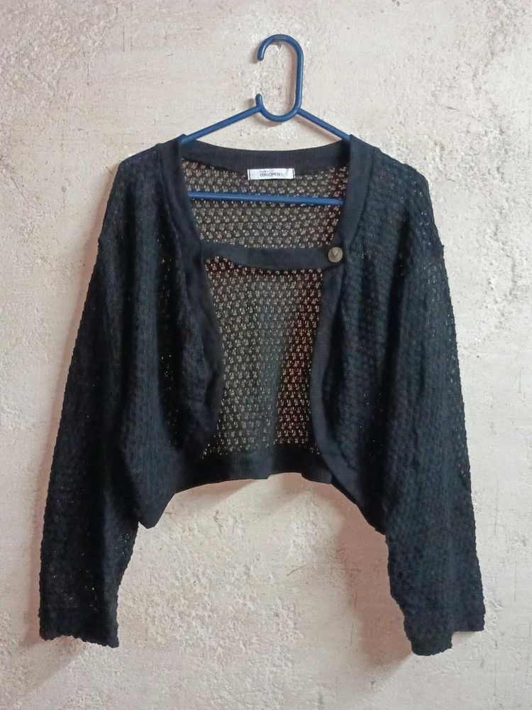 Oversized See-through Crop Shrug Black 🖤