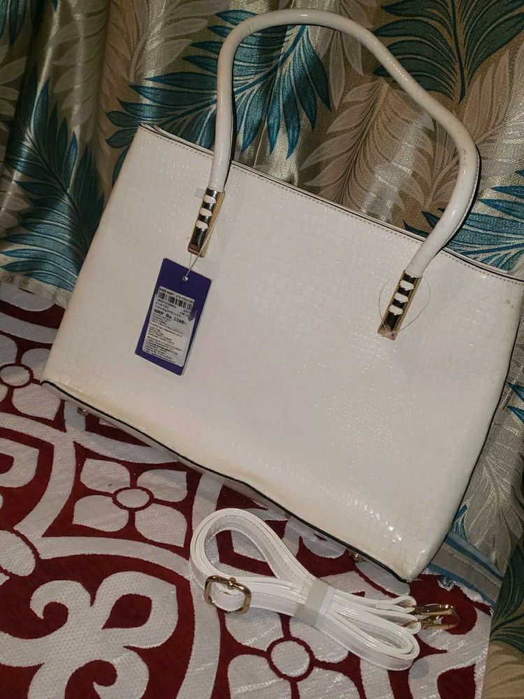 White Tote Bag with Strap