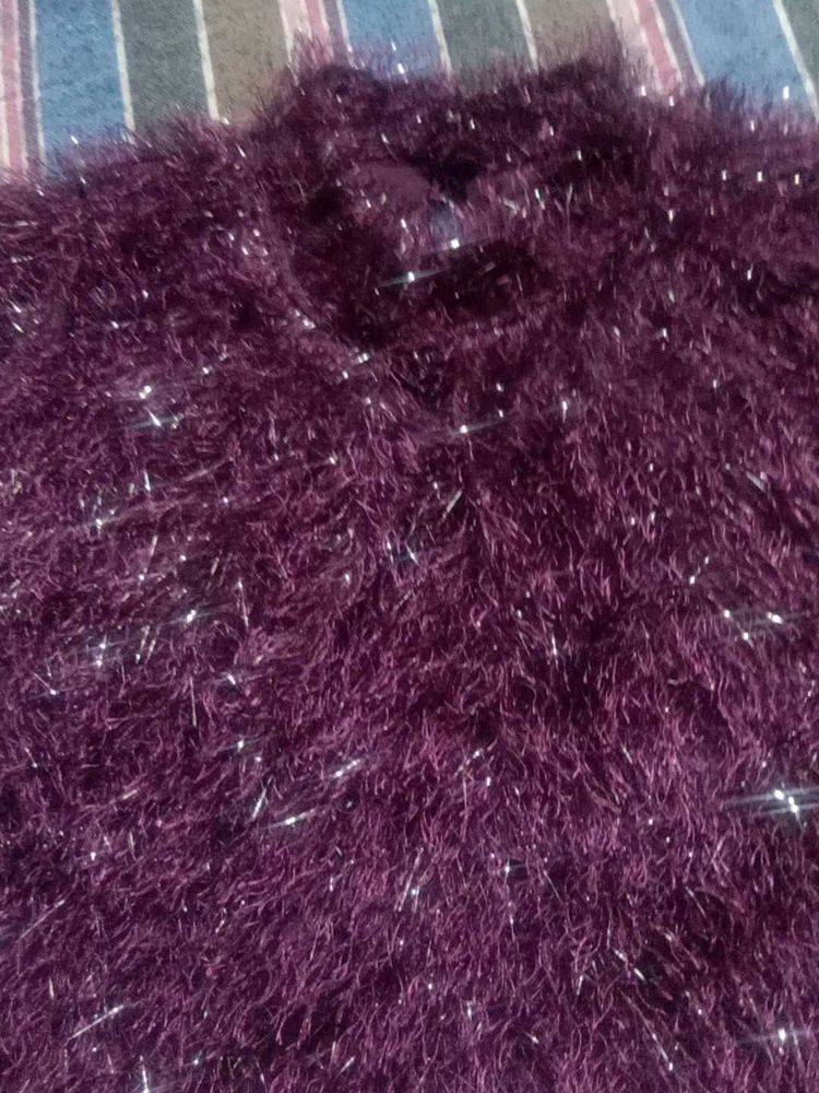 Plum Fuzzy Knit Sweater