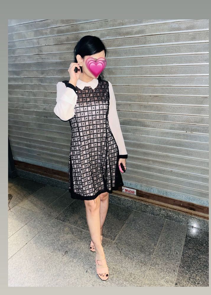 Korean Chic Black Lace Dress