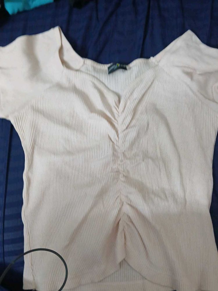 Ribbed Ruched Front Top