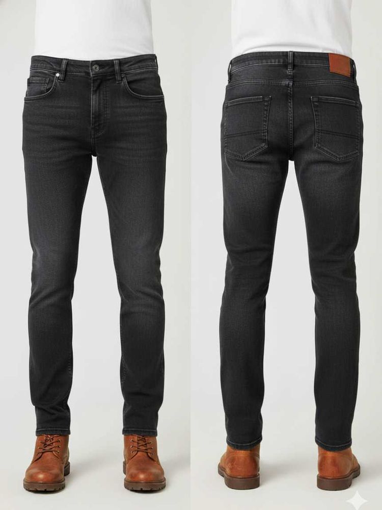 Charcoal Black Jeans Slim Fit Denim Pants