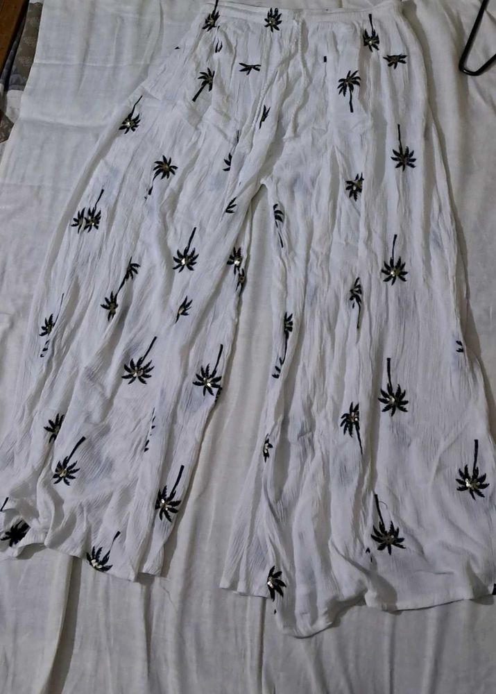 Embroidered And Sequence Palazzos