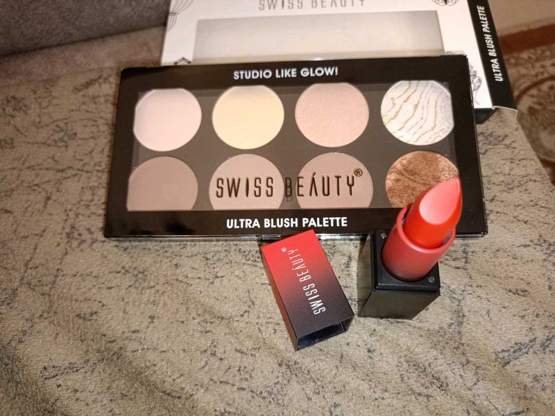 Combo Pallete + Red Lipstick