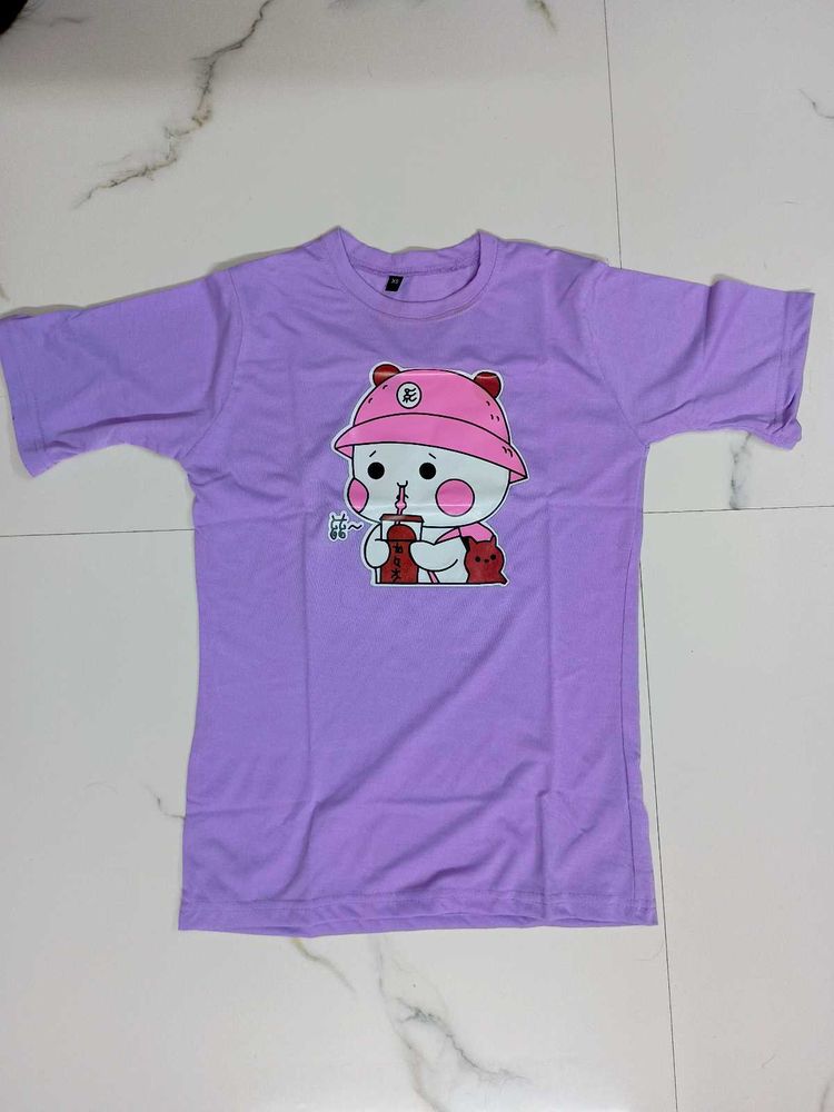 Cute Printed Women&#39;s T-Shirt (Lavender)