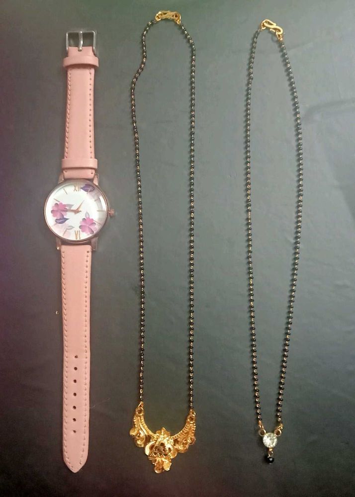 Pack Of 2 Mangalsutra With Beautiful Watch