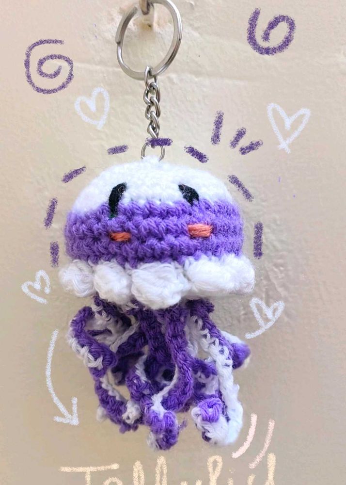 crochet jellyfish keychain