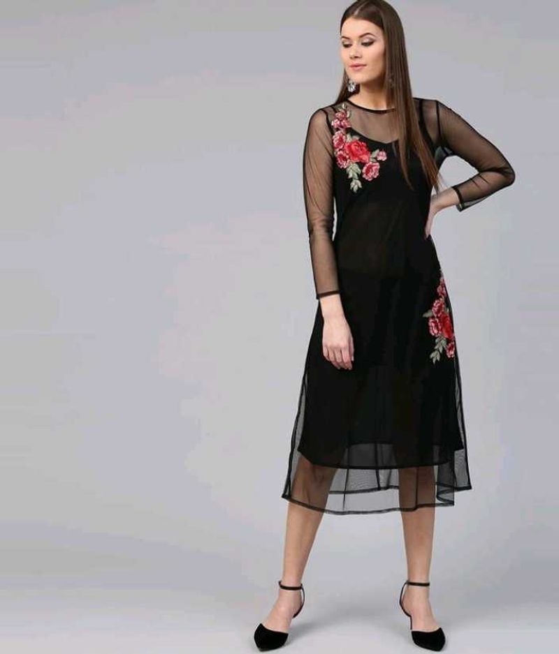 Sassafras Women Sheath Black midi dress