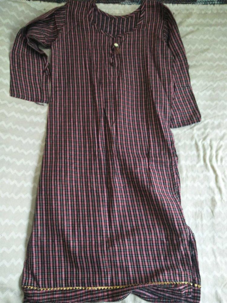 Striped Brown Kurta