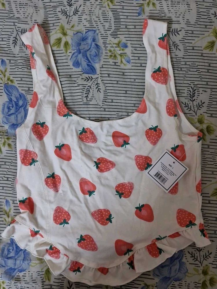 Strawberry Print Crop Top