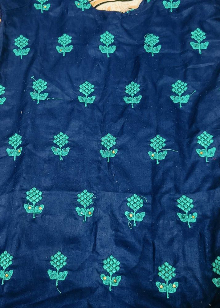 Blue Floral Embroidered Top