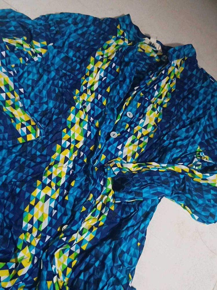 Patterned Blue Top