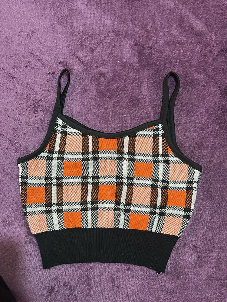 Plaid Crop Tank Top