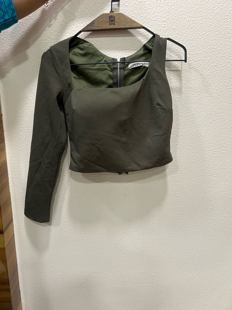 Olive Crop Top