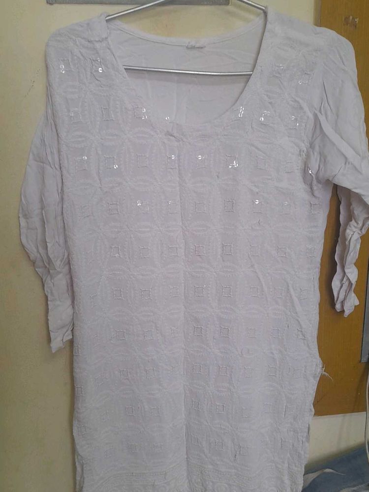 WHITE COTTON KURTA
