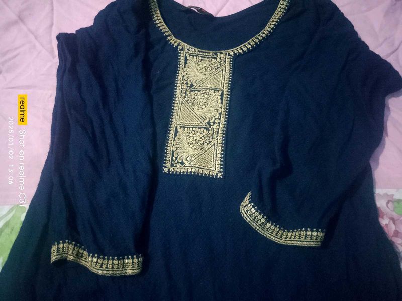 Women Daily/Occasionally WearNavy Blue  Kurti