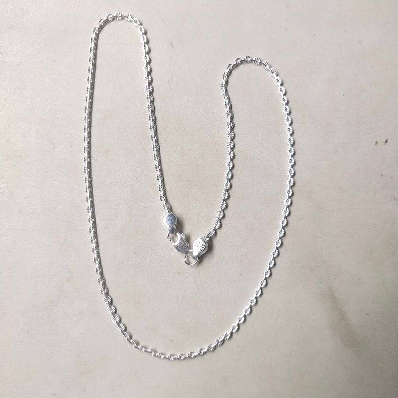 Pure Silver Mix Link Snack Chain 20 Inch
