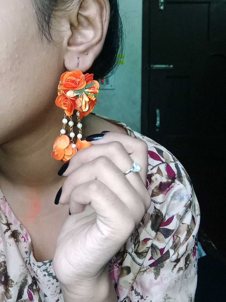 Floral Drop Earrings, (handmade)