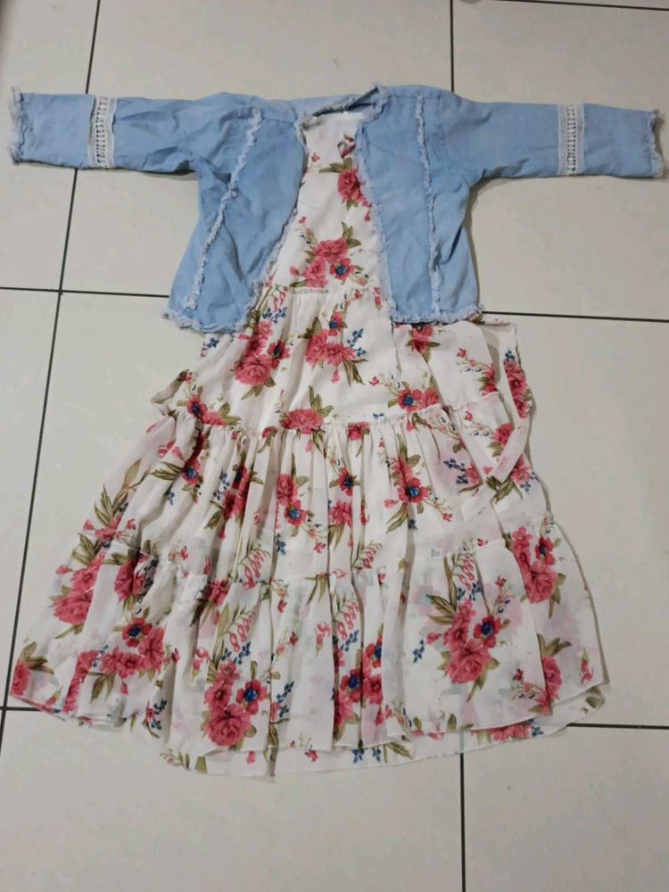 Floral Dress with Denim Jacket