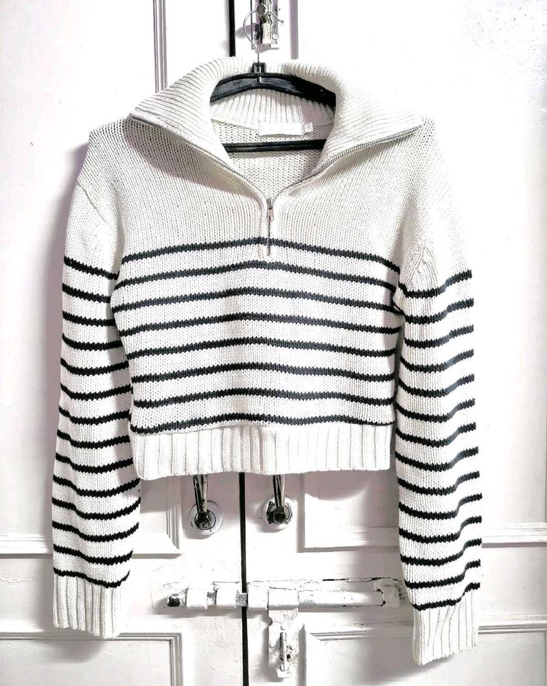 Striped Knit Pullover Sweater