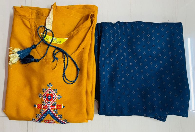 Beautiful Orange Kurta Palazzo Set, Size-M