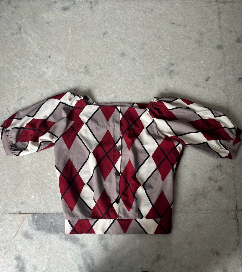Red Cream Symmetrical Design Shirt