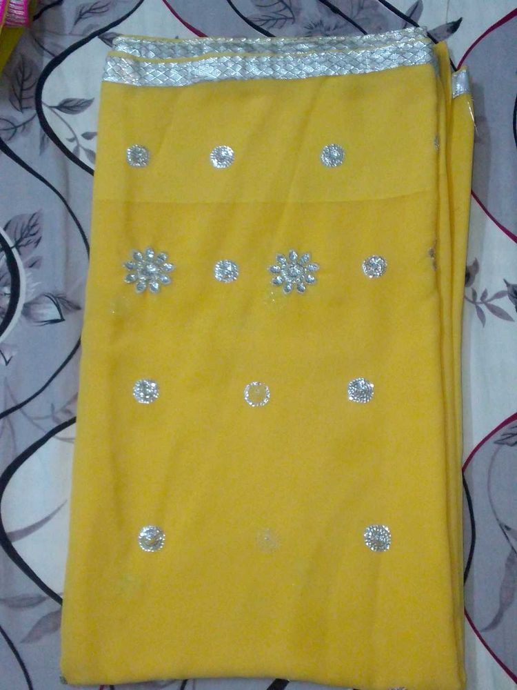 Yellow Embellished Saree