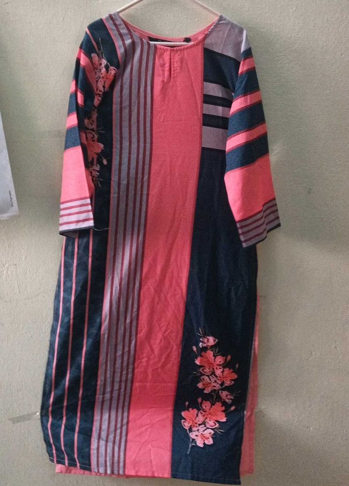 Striped Floral Long Sleeve Dress