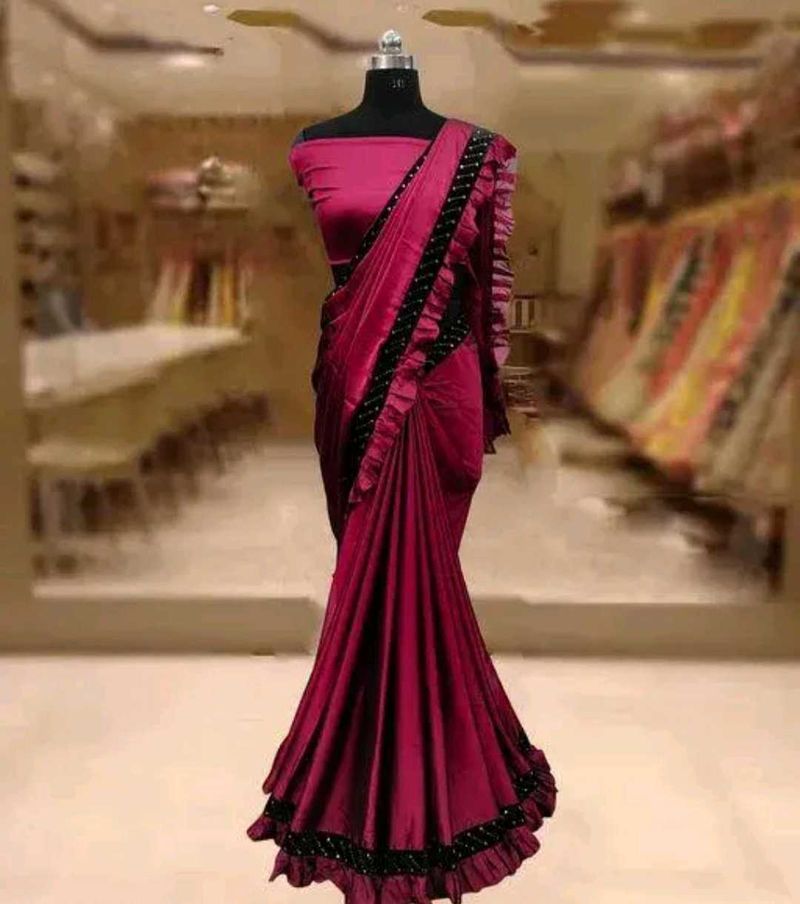 Elegant Maroon Ruffle Saree