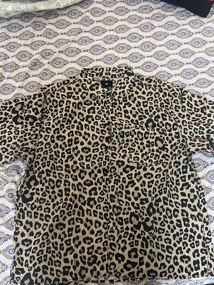 Leopard Print Short Sleeve Shirt